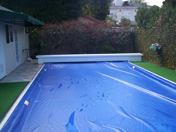 Automatic safety cover installed on pool