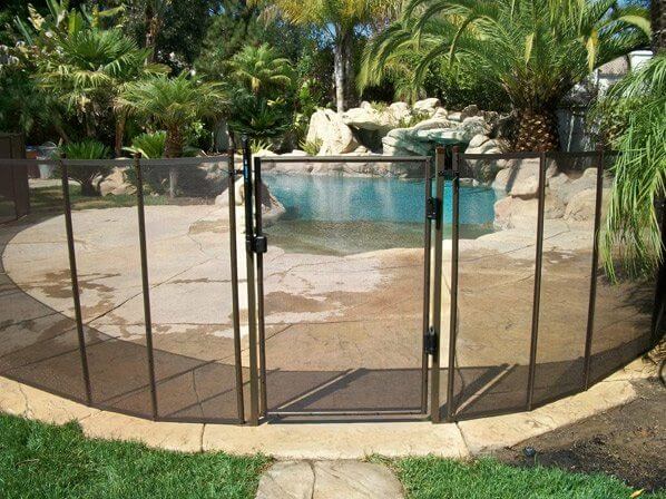 Safe pool fence enclosure with gate