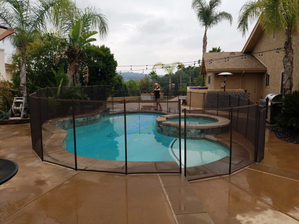 Tall black removable pool safety fence