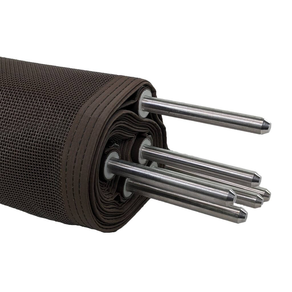 5 Foot Fence - Smooth Brown Peg Poles with Light Brown Malibu Mesh, Bottom of Fence