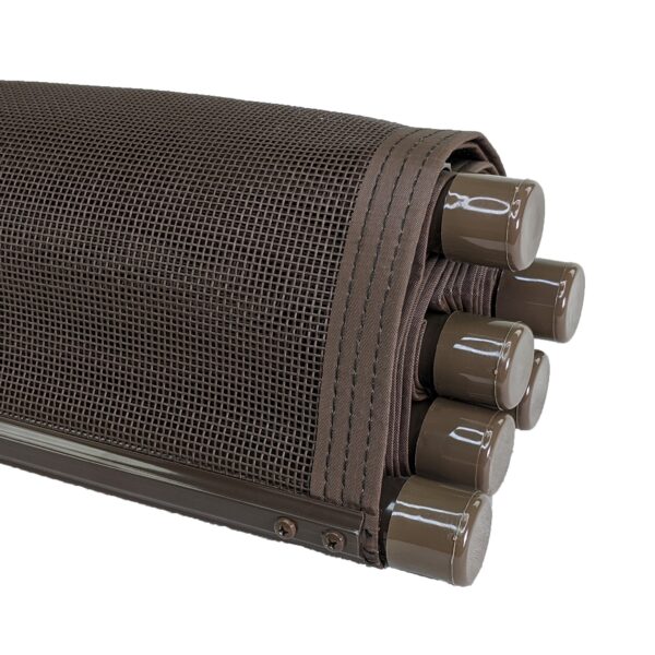5 Foot Fence - Smooth Brown Peg Poles with Light Brown Malibu Mesh, Top of Fence