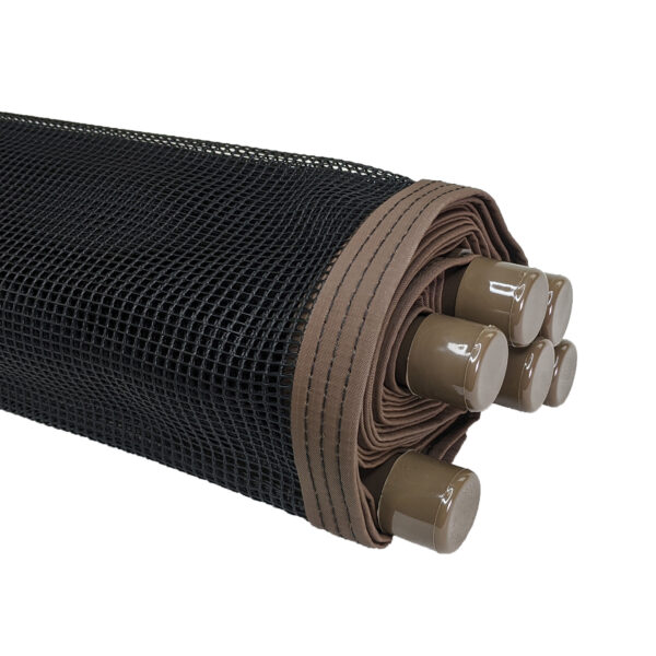 4 Foot Fence - Smooth Brown 1 Inch Poles with Black Malibu Mesh & Brown Border, Top of Fence