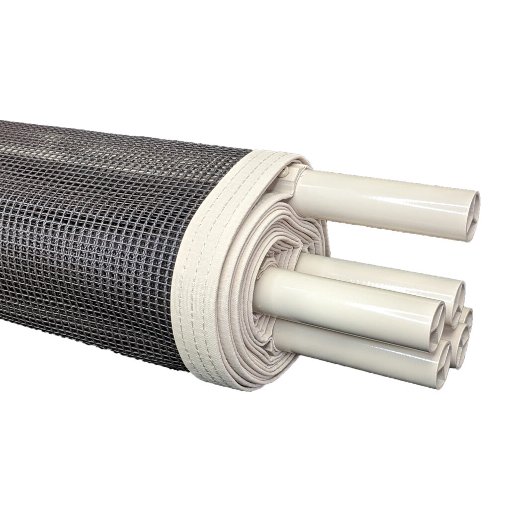 4 Foot Fence - Smooth Tan 1 Inch Poles with Hampton Brown Mesh & Tan Border, Bottom of Fence