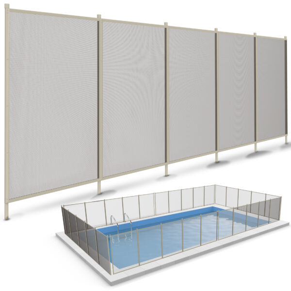 Classic Tan/Brown Pool Fence with 1 Inch poles