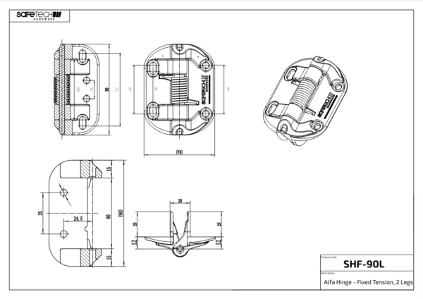 AlfaHinge by Safetech, Hinge Dimensions