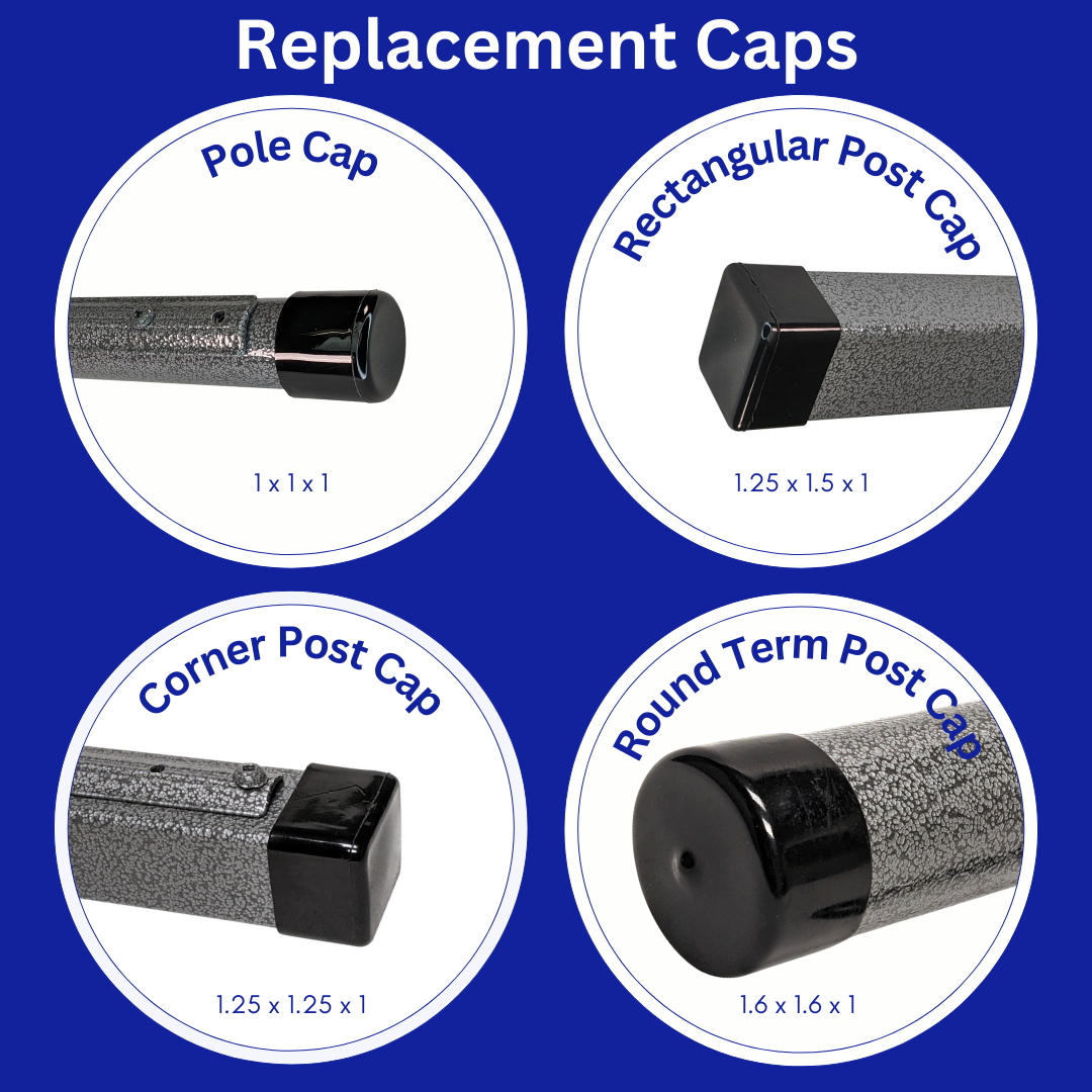 Pole Cap Infographic with Options and Dimensions