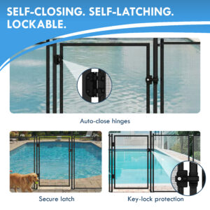 Pool Fence Gate Kit Self-Closing, Self-Latching & Key Lockable