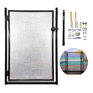 All Safe Pool Fence Door Gate Kit - 4-Foot Black Self-Closing Pool Gate