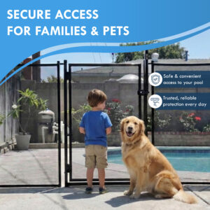 All Safe Pool Fence Door Gate Kit - 4-Foot Black Self-Closing Pool Gate
