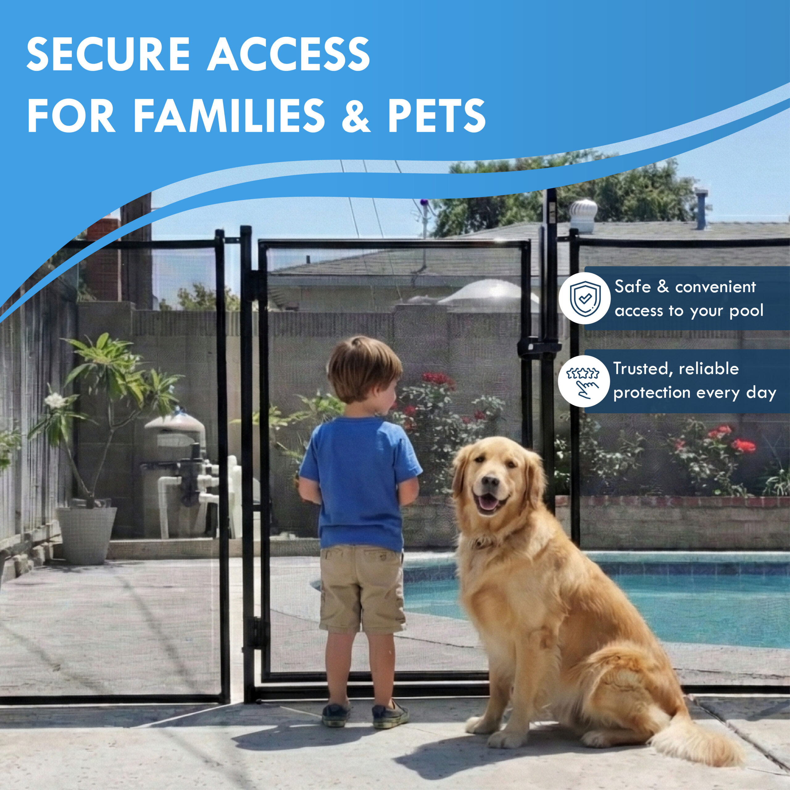 All Safe Pool Fence Door Gate Kit - 4-Foot Black Self-Closing Pool Gate