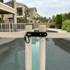 Quick Lock Latch Kit installed on Tan_Brown fence