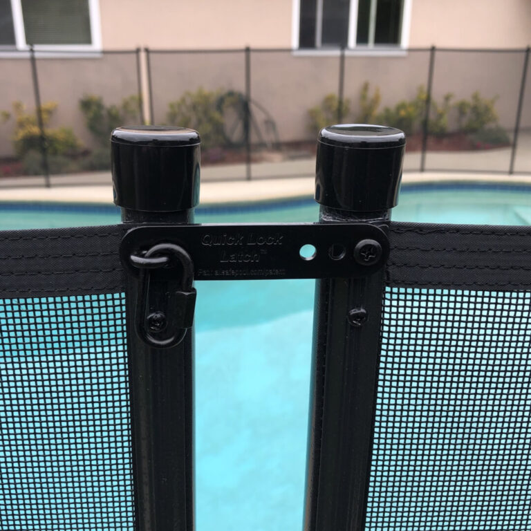 Quick Lock Latch Kit installed on Black fence