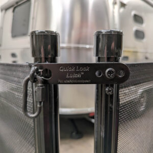 Quick Lock Latch Kit installed on Black fence corner