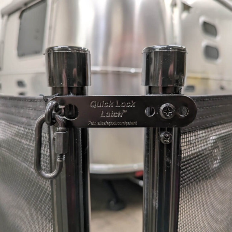 Quick Lock Latch Kit installed on Black fence corner