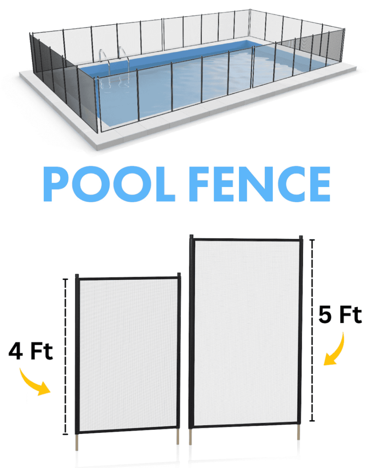 Graphic displaying 4 foot fence next to 5 foot fence
