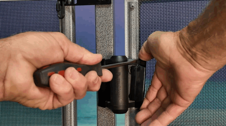 Hands removing hinge plate