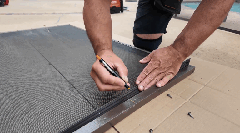 Installer marks gate frame
