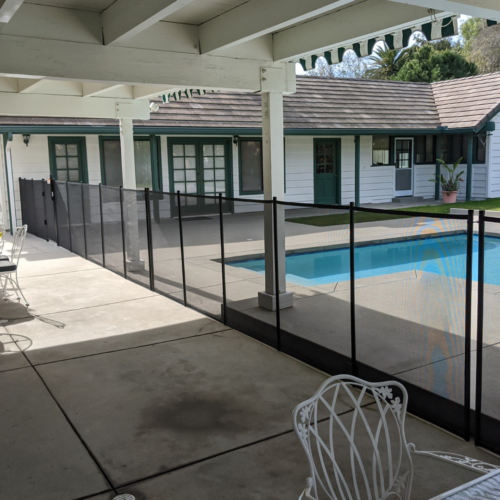 Straight Pol Fence Run Across Yard