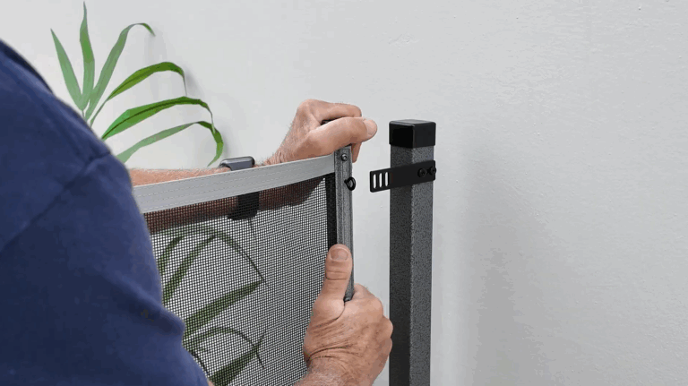 Installer attaching section to termination post