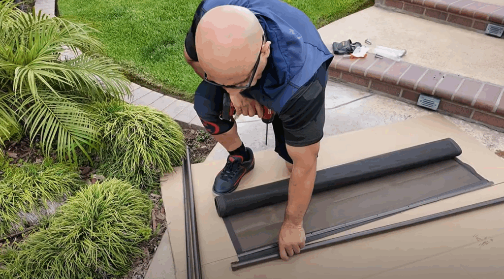 Installer setting materials on the ground.