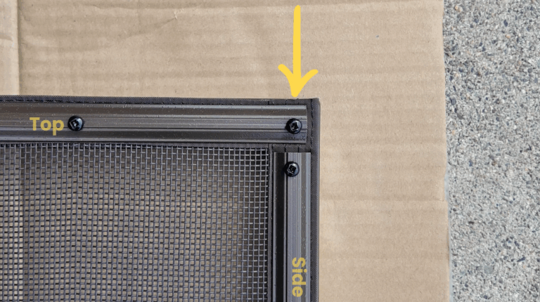 Arrow shows where to line up molding with border