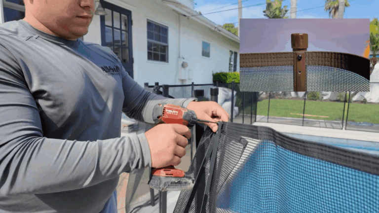 Screw molding and mesh into pole