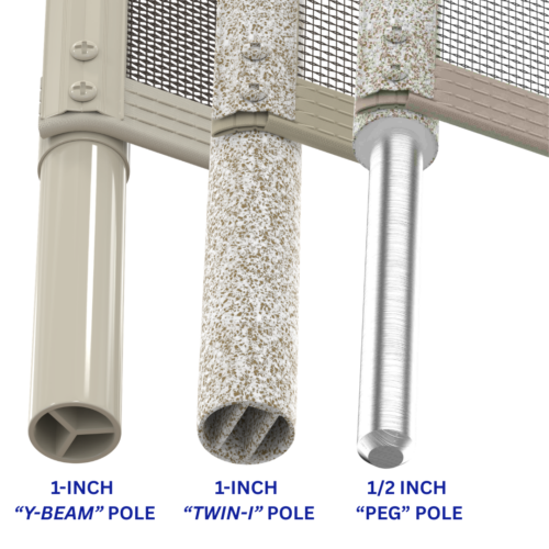 Removable Pool Fencing from All-Safe is available in 1 inch or Peg Pole