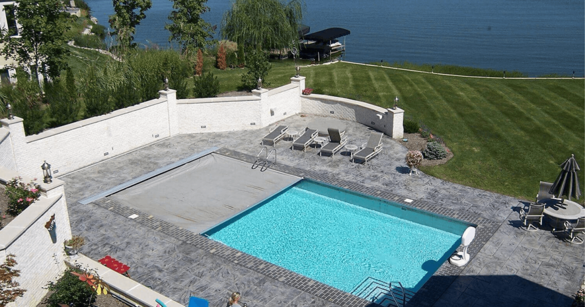 grey automatic pool cover